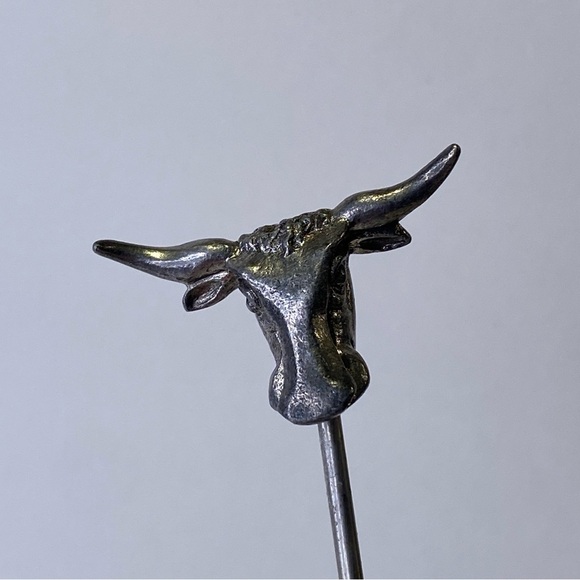 3 Vintage Metzke Pewter 1980 Pig Head Long Horn Steer Cattle 12.5" Long Skewers - Picture 4 of 10